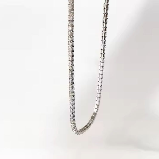 Diamond-Cut CZ Tennis Choker - 925 Sterling Silver Luxury Necklace for Women