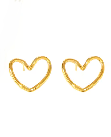 Elegant Stainless Steel Heart Jewelry Set - 18k Gold Plated Earrings for Women