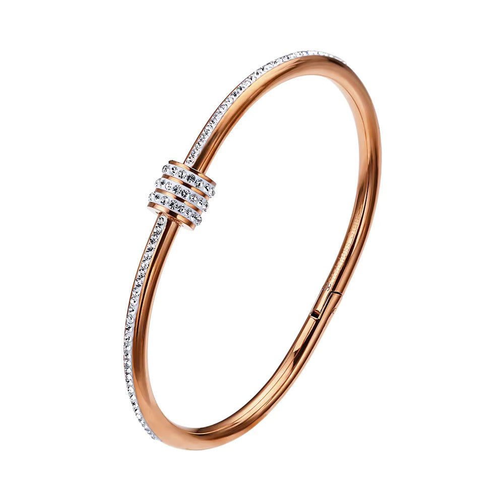 Elegant 18k Gold-Plated Zirconia Stainless Steel Bracelet – Luxury Women’s Fashion Jewelry