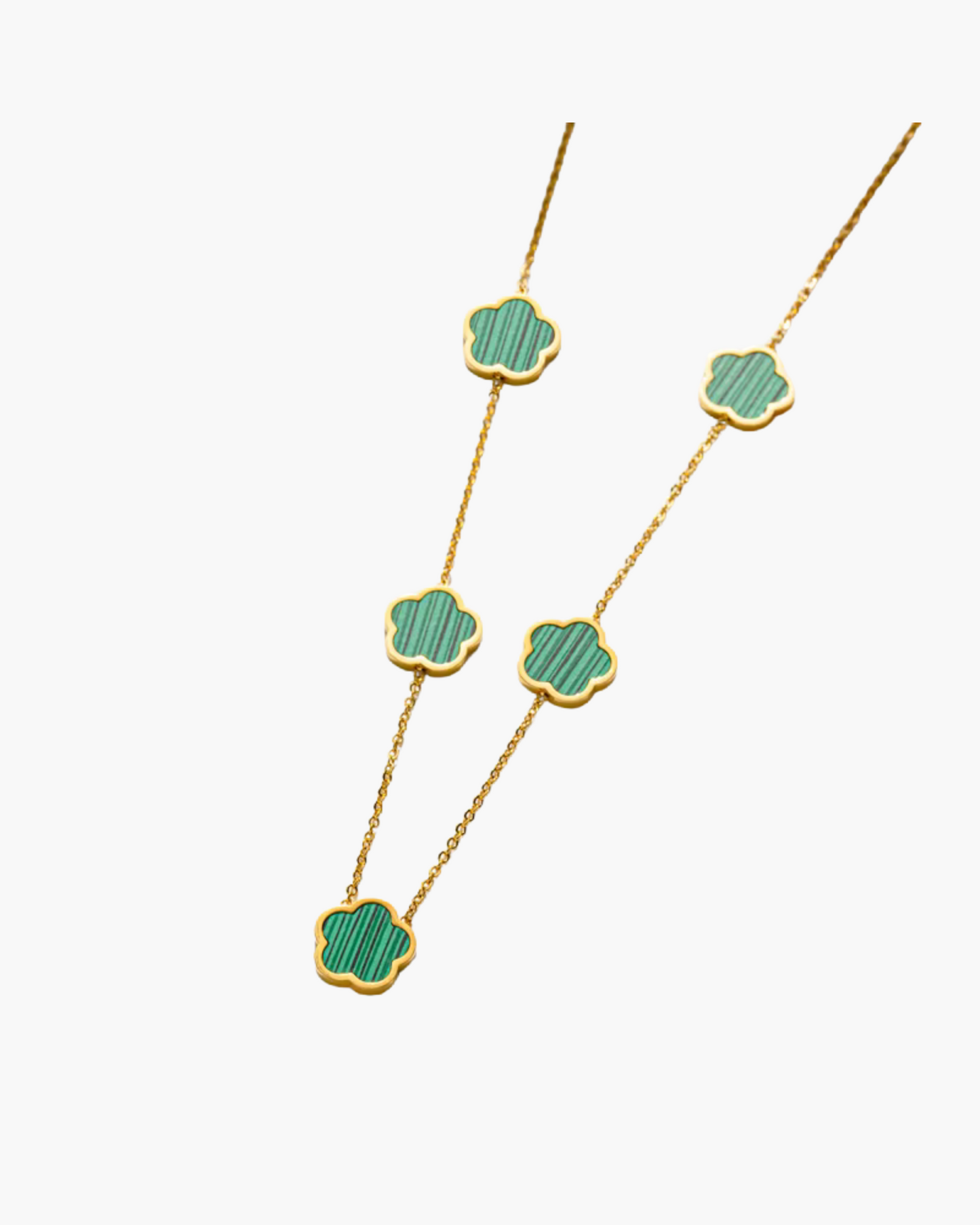 Lucky Charm Necklace – 18K Gold Plated Stainless Steel Five-Leaf for Women, Waterproof and Elegant
