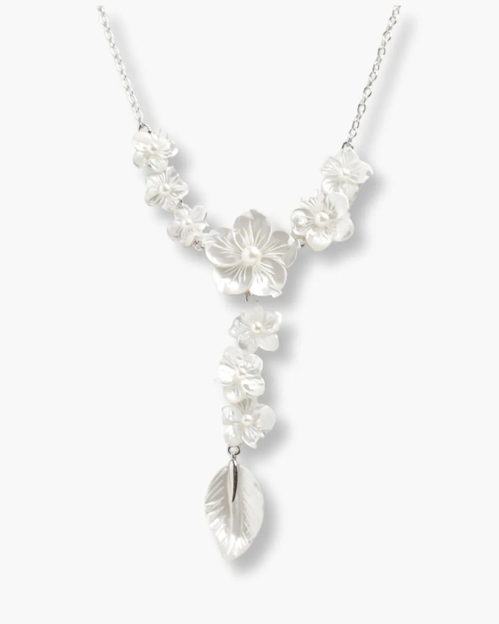 Tassel of Huge Leaf and Freshwater with Fancy Flower Necklace