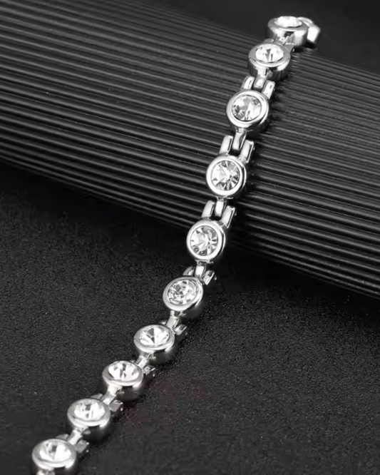 Crystal Link Bracelet for Women - Stainless Steel Magnetic Arthritis Relief Jewelry