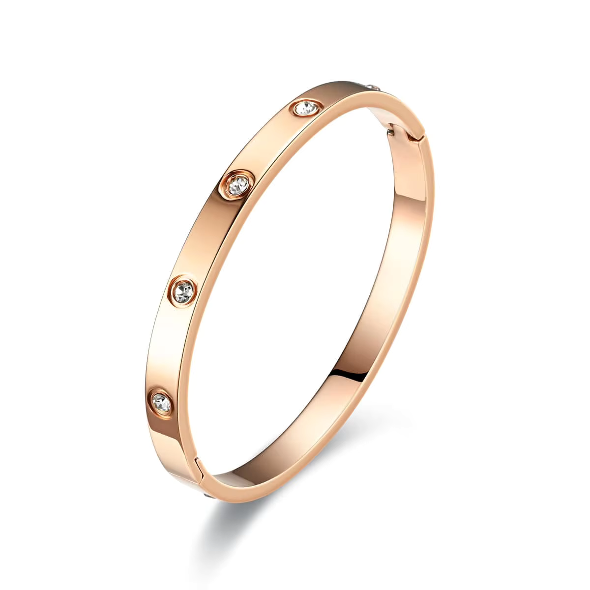 18K Gold-Plated Crystal Zircon Bangle Set - Stainless Steel Silver & Gold Bracelets