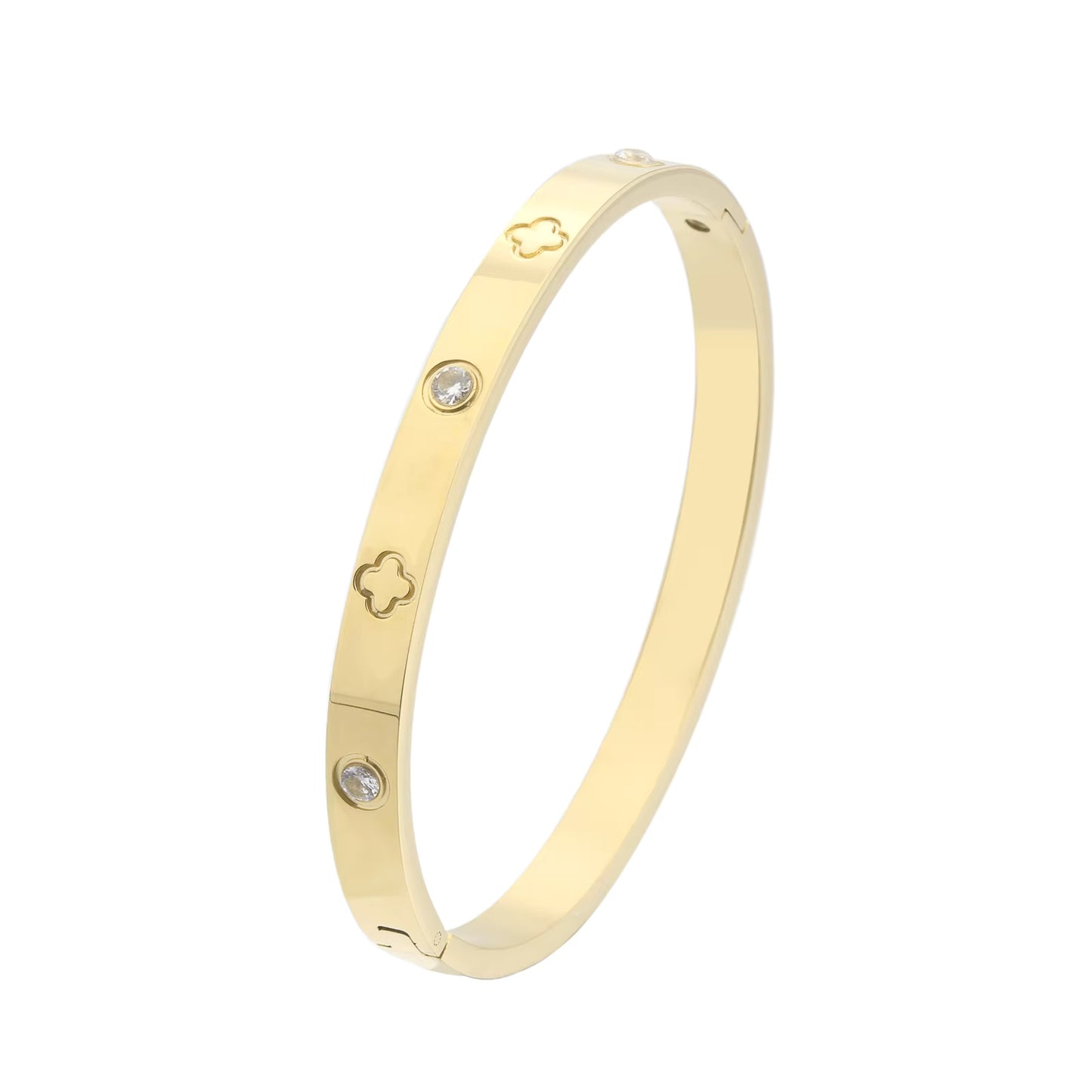 Elegant 18k Gold Plated Stainless Steel Bangles for Women - Stylish Fashion Jewelry Bracelets