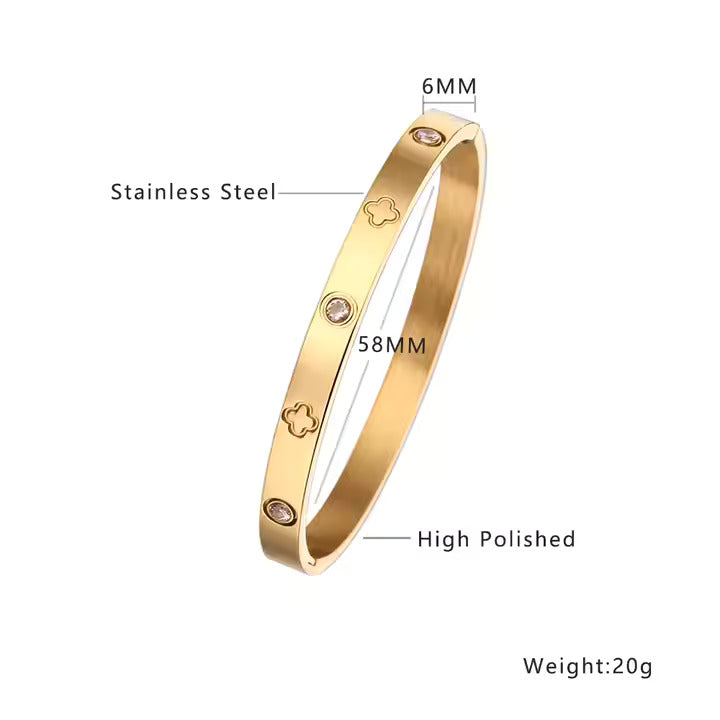 Elegant 18k Gold Plated Stainless Steel Bangles for Women - Stylish Fashion Jewelry Bracelets