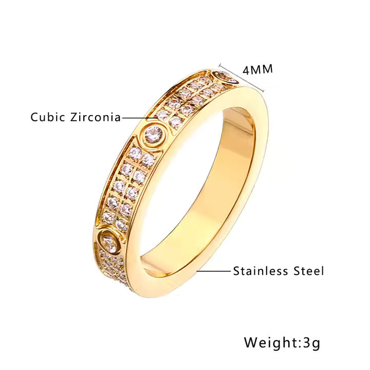 Luxury 18k Gold-Plated Zircon Star Diamond Ring – Stainless Steel Elegance for Engagement & Fashion