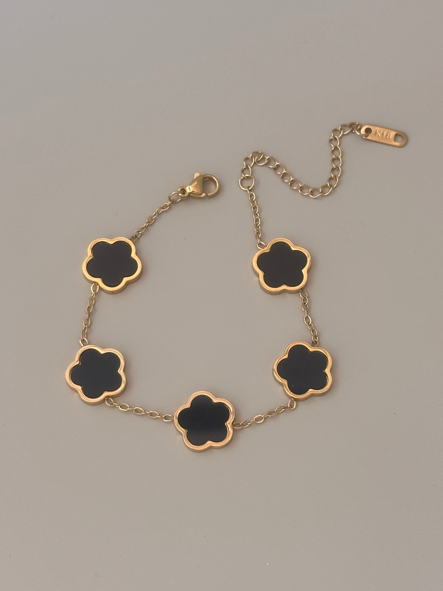 Eternal Grace 18K Gold Plated Waterproof Bracelet Set – Five Leaf Lucky Charm Jewelry for Women