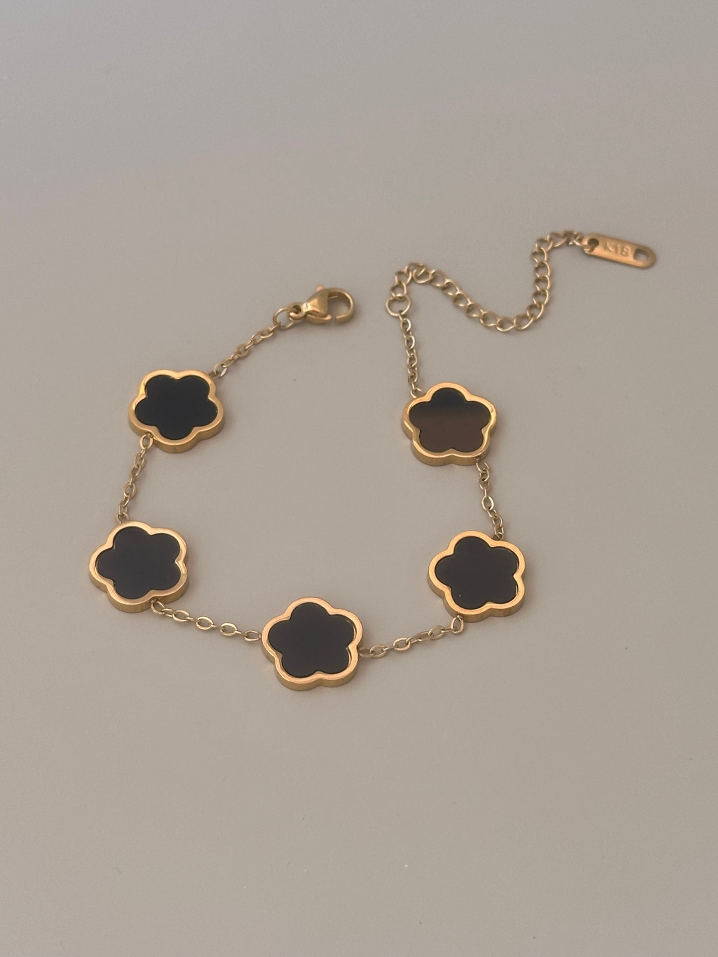 Eternal Grace 18K Gold Plated Waterproof Bracelet Set – Five Leaf Lucky Charm Jewelry for Women