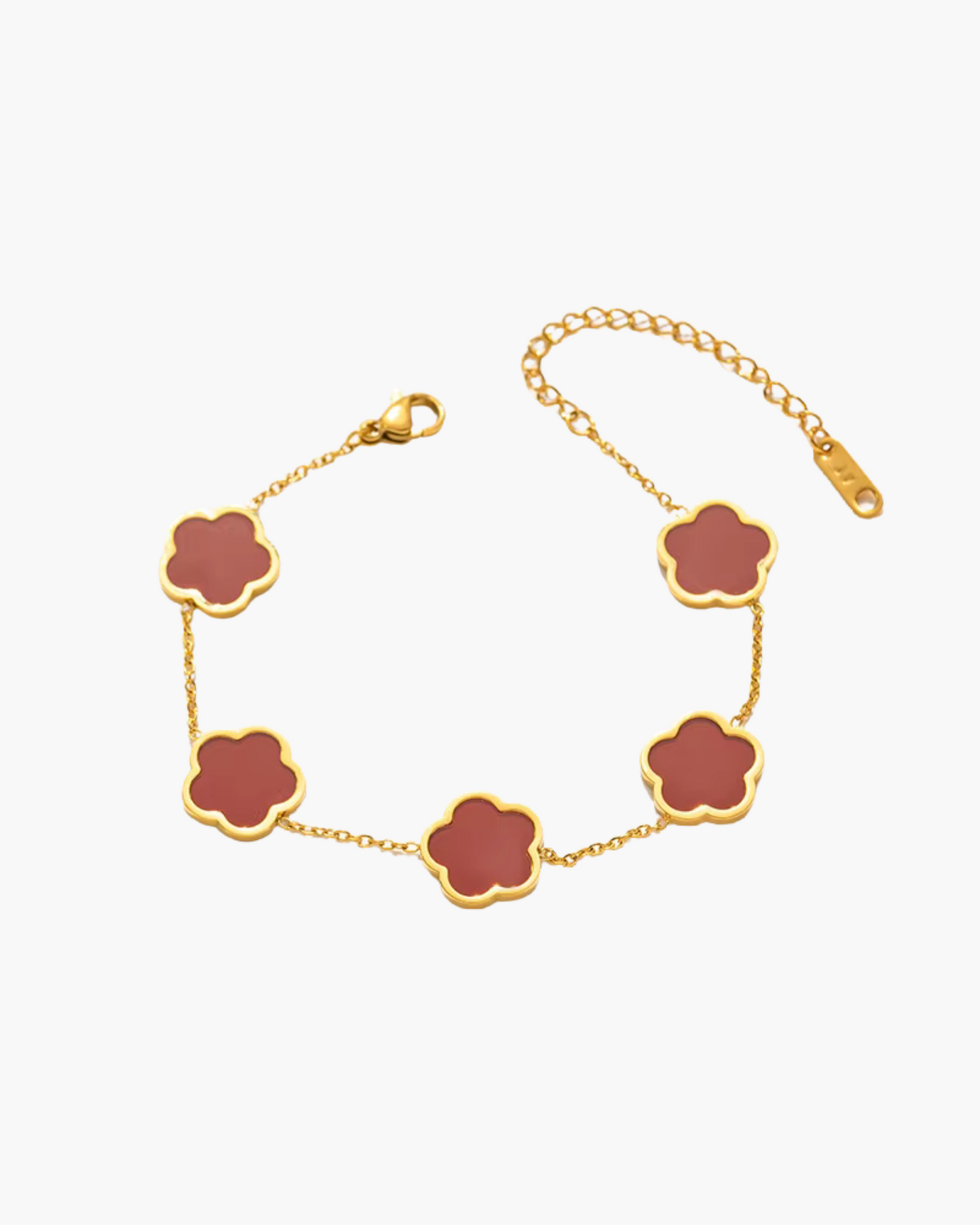 Eternal Grace 18K Gold Plated Waterproof Bracelet Set – Five Leaf Lucky Charm Jewelry for Women