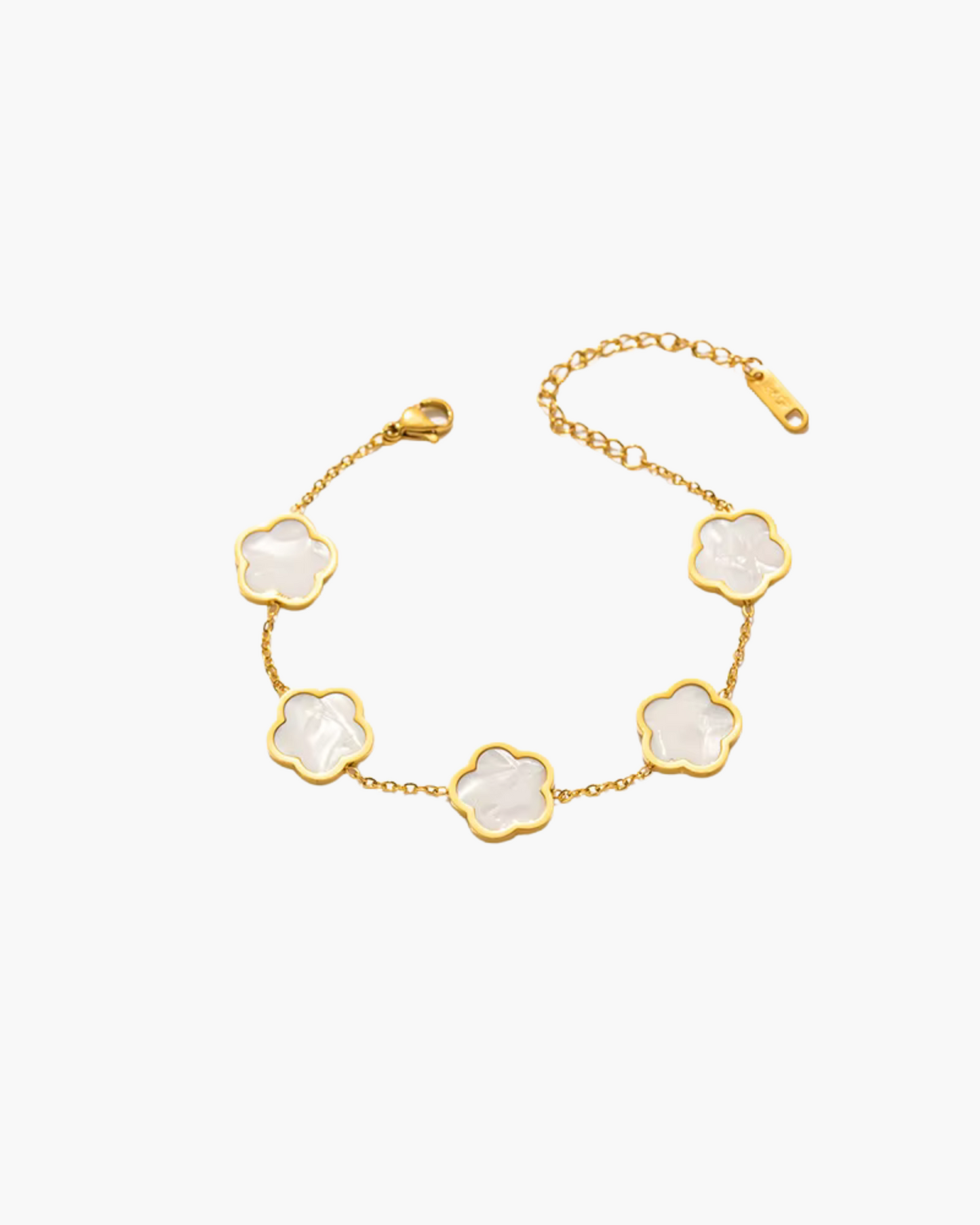 Eternal Grace 18K Gold Plated Waterproof Bracelet Set – Five Leaf Lucky Charm Jewelry for Women