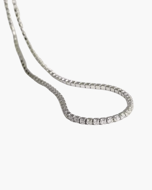 Diamond-Cut CZ Tennis Choker - 925 Sterling Silver Luxury Necklace for Women