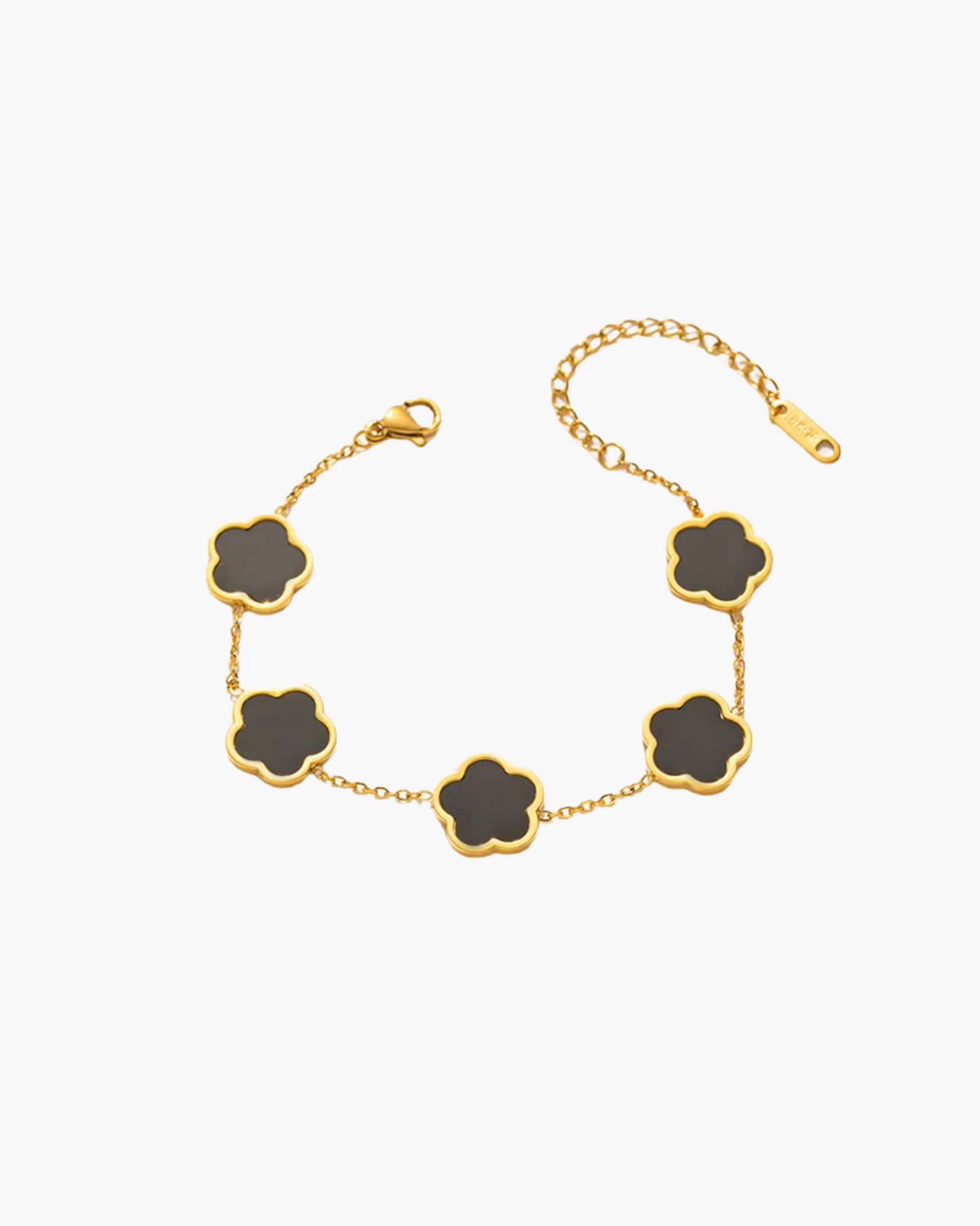 Eternal Grace 18K Gold Plated Waterproof Bracelet Set – Five Leaf Lucky Charm Jewelry for Women