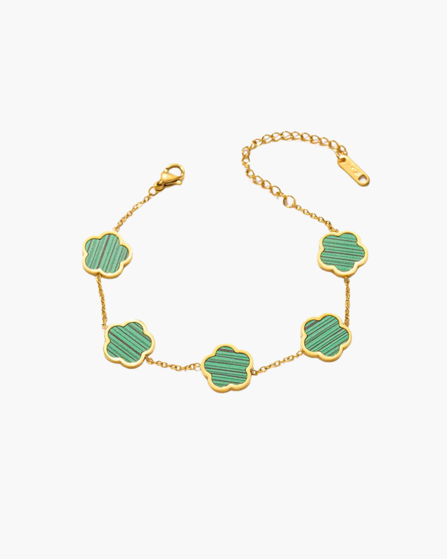 Eternal Grace 18K Gold Plated Waterproof Bracelet Set – Five Leaf Lucky Charm Jewelry for Women