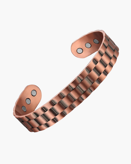 Wide Solid Copper Magnetic Cuff Bracelet for Men - Pain Relief Jewelry