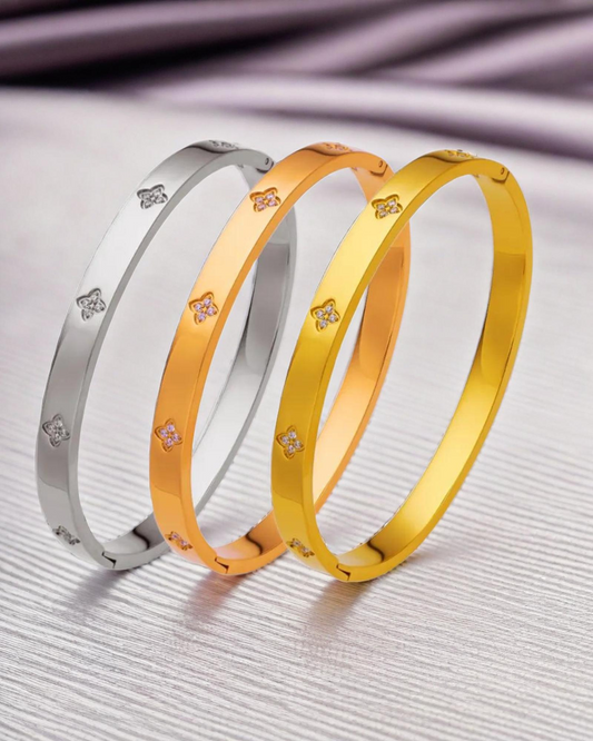 Elegant Stainless Steel Flower Zircon Bracelet – Women’s Wedding & Fashion Jewelry Gift